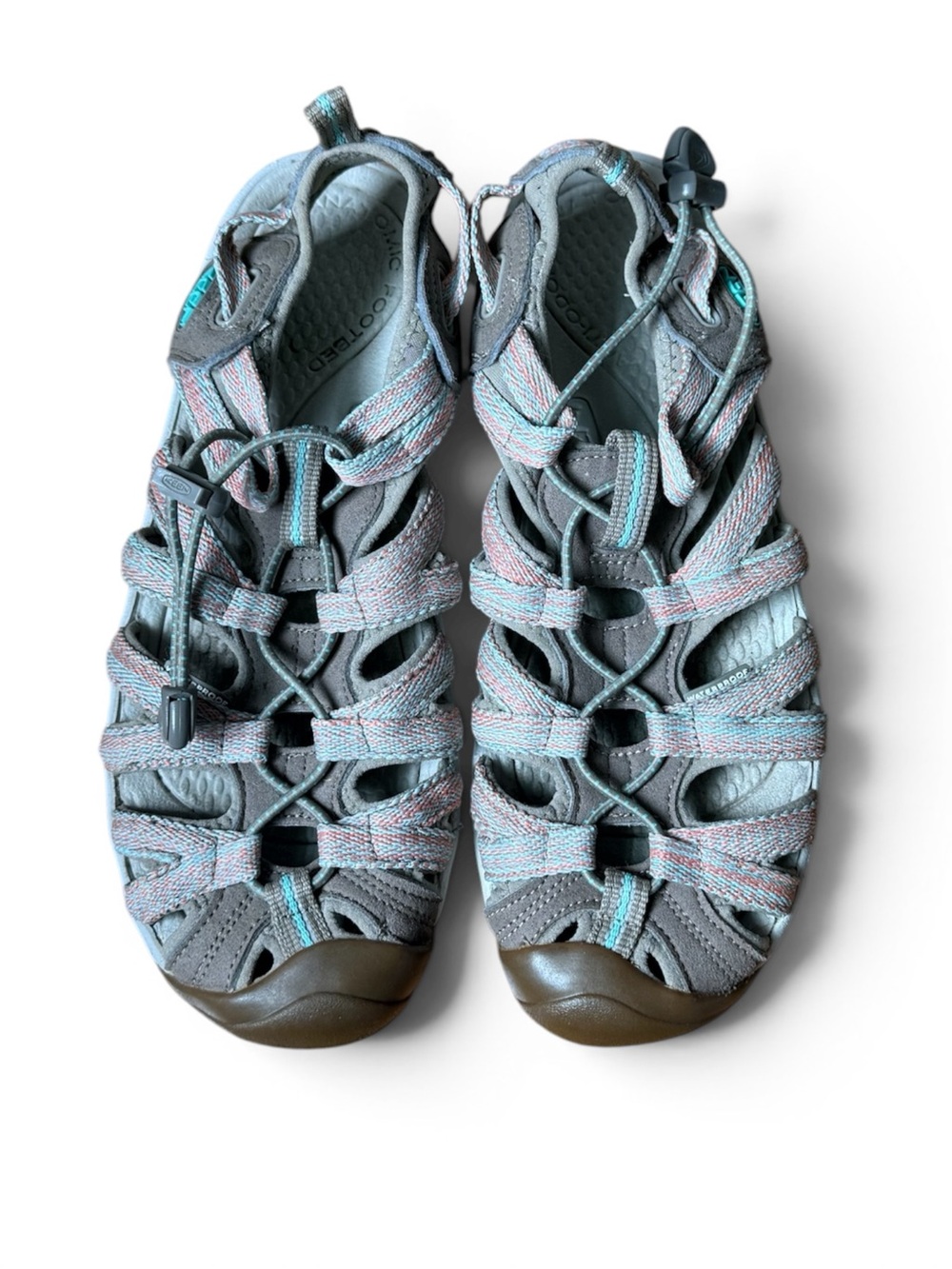Keen Tan Multicolor Strappy Outdoor Sandals-Pink and Blue Accents